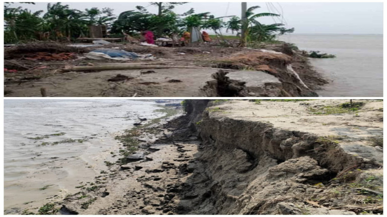 মেঘনার ভাঙনে হুমকির মুখে ভোলা শহর, স্থায়ী বাঁধ নির্মাণের দাবি এলাকাবাসীর