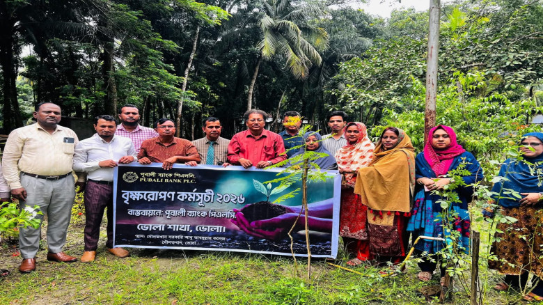 দৌলতখান সরকারি আবু আবদুল্লাহ কলেজে পূবালী ব্যাংকের বৃক্ষরোপণ