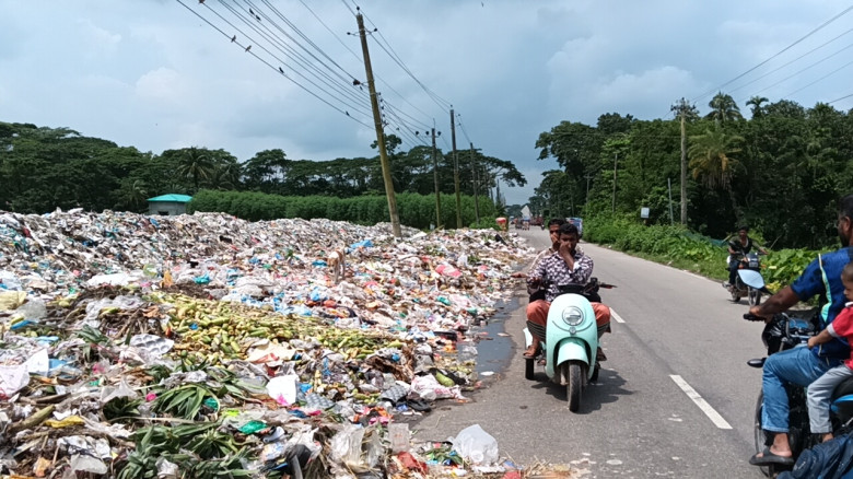 চরফ্যাশন-ভোলা আঞ্চলিক মহাসড়কের পাশে ময়লার ভাগাড়