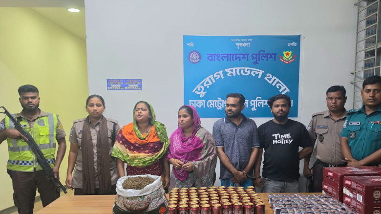 তুরাগে ৬,১০০ পিস ট্যাপেনটাডল ও বিয়ার-গাঁজাসহ ২ নারীসহ গ্রেপ্